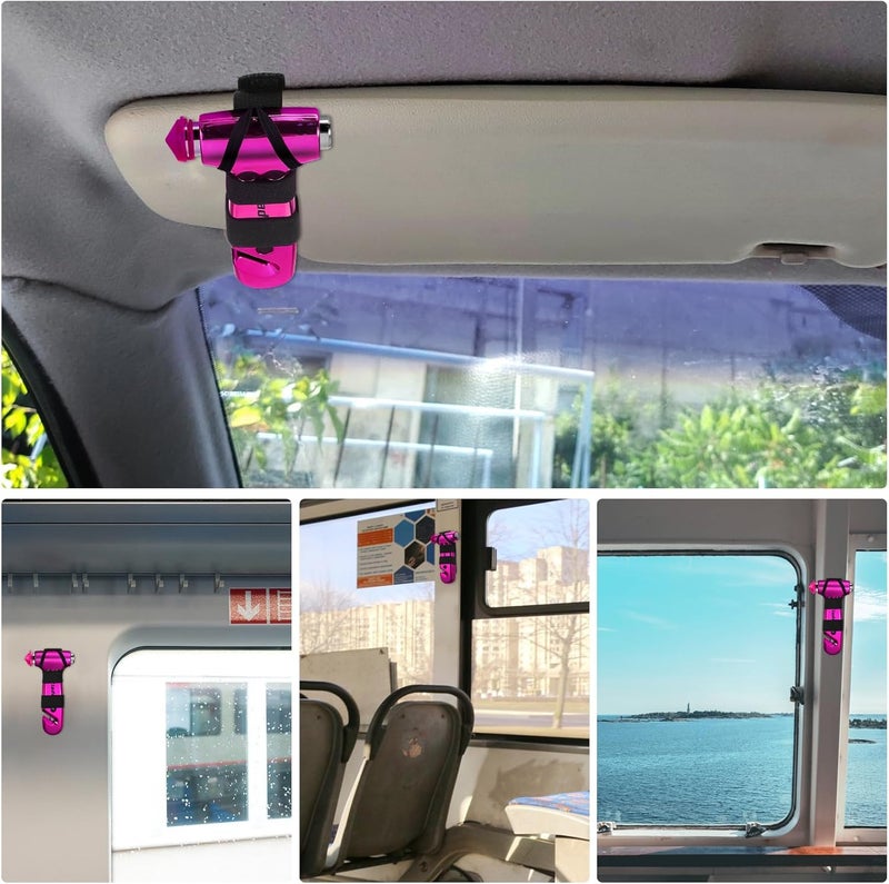 Yiader Store Window Breaker, 3-in-1 Emergency Escape Tool with seat Belt Cutter and Glass Breaker, Safety Emergency Car Escape Tool for Car, Electroplating Pink - Image 5